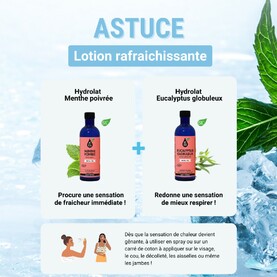 Les températures ne cessent d’augmenter. Alors pour lutter contre la chaleur, ayez le réflexe « aroma » ! 🌿 Pensez aux eaux florales de menthe poivrée et d’eucalyptus globuleux qui procurent sur la peau une sensation de fraîcheur immédiate et très agréable 😉Dans un flacon, versez ces eaux florales dans les proportions suivantes : 👉 2/3 de menthe poivrée 👉 1/3 d’eucalyptus globuleuxDès que la sensation de chaleur devient gênante, versez ce mélange sur un carré de coton à appliquer sur le visage, le cou, le décolleté, les aisselles ou même les jambes ! 🌞🌡️ Cette lotion tonique s’utilise 2 à 3 fois par jour, sans risque même chez l’enfant dès 3 ans. Elle redonne en plus, la sensation de mieux respirer !Astuce : grâce à notre diffuseur Nérolia, utilisez votre lotion tonique rafraichissante en fine brume !Pensez toujours à conserver cette lotion et vos eaux florales au frigo et à les utiliser dans les 6 mois qui suivent leur ouverture.#Aromathérapie #huileessentielle #huilesessentielles #aromatherapy #essentialoil #essentialoils #Provence #Valensole #Plateaudevalsensole #Alpesdehauteprovence #qualite #menthe #menthepoivree #eucalyptus #eucalyptusglobuleux #fraicheur #froid #canicule #tonus #vitalité #sport #sportif #pharmacie #sante #naturo #naturpathie